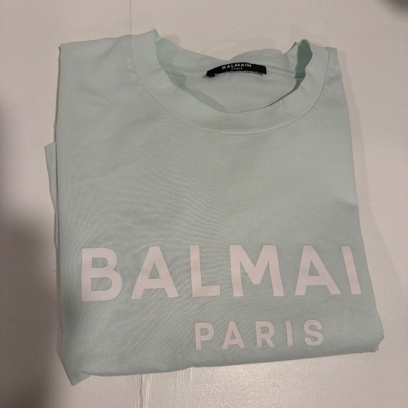 Balmain Light Mint green cropped t shirt - Picture 4 of 9